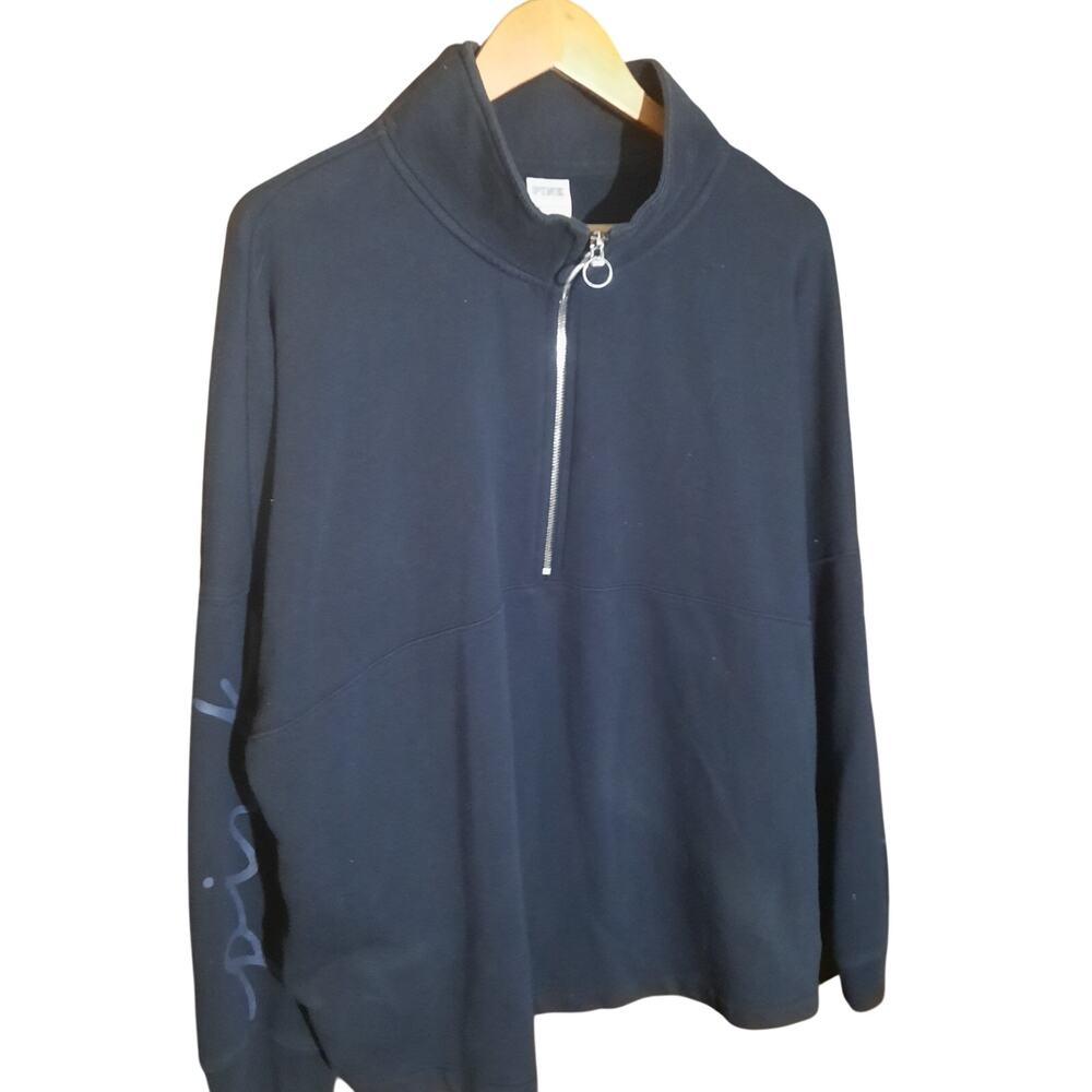 Pink Victoria"s Secret Womens Navy Blue Half Zip Sweatshirt Size XL